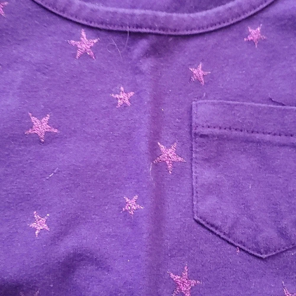 3 Pack Girls Cherokee 3/4 Sleeve Shirts Size 7-8 Royal Blue, Purple Stars, Black